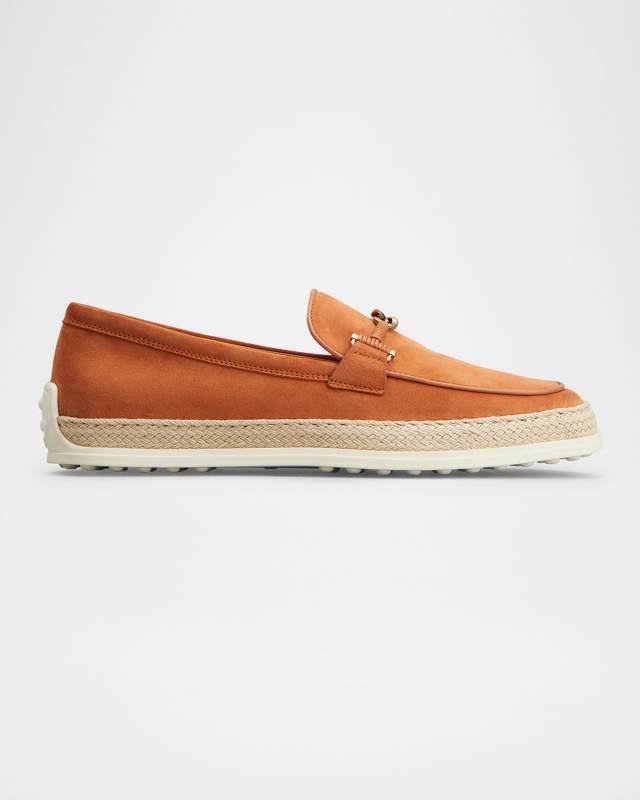 Suede and Raffia Slipper Loafers